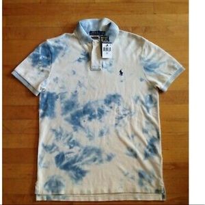 Ralph Lauren Polo Men's Tie Dye Size Small Polo Shirt Custom Slim Fit Indigo